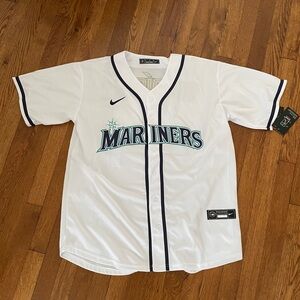 Nike White and Navy Baseball Jersey